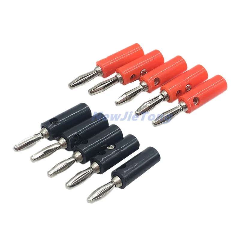 

10pcs 4mm Banana Plug Connector Jack Screw-type Banana Head Black Red Color Nickel-plated Plastic Banana Plugs