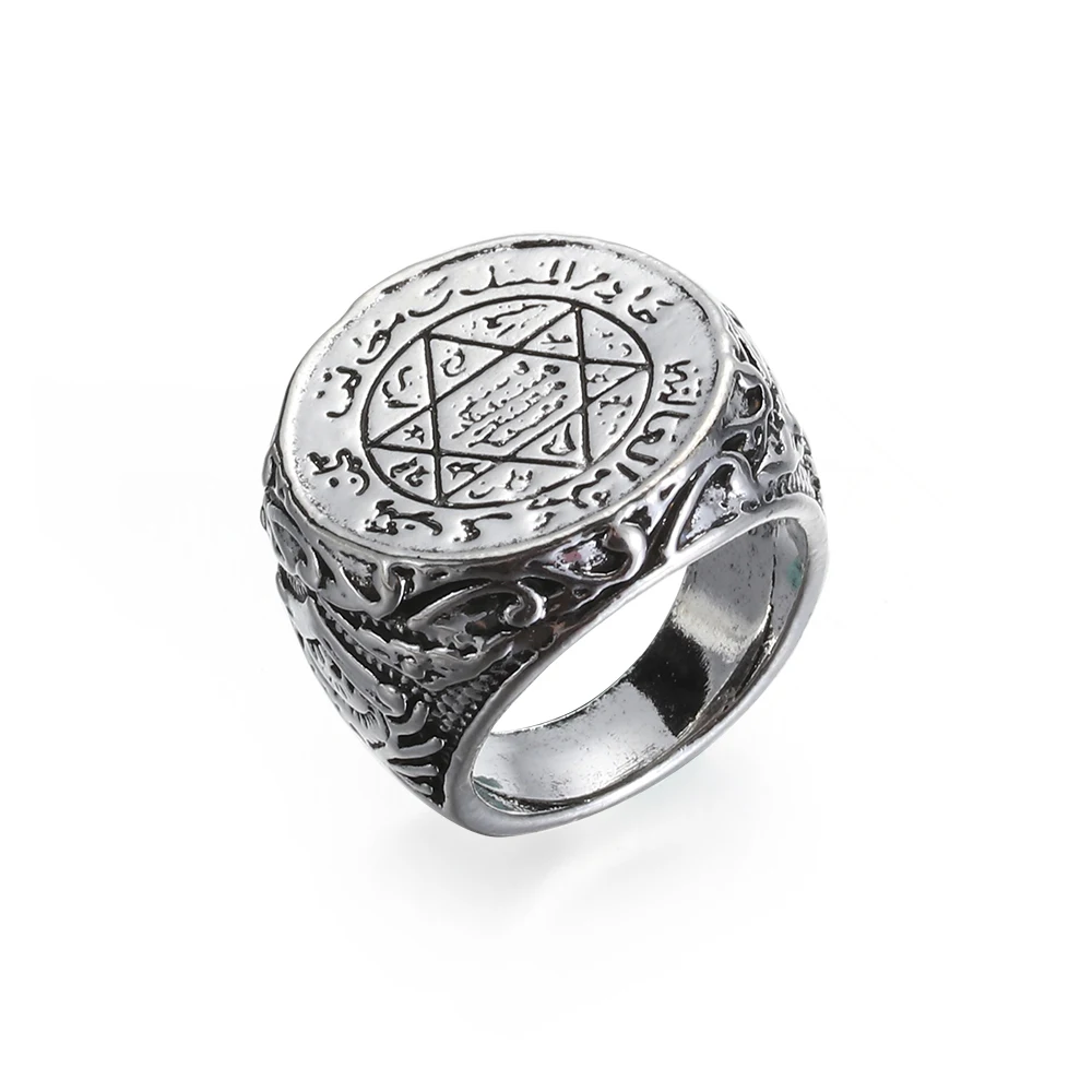 1 шт. античное серебро арабское шестигранное кольцо со звездой резные арабские