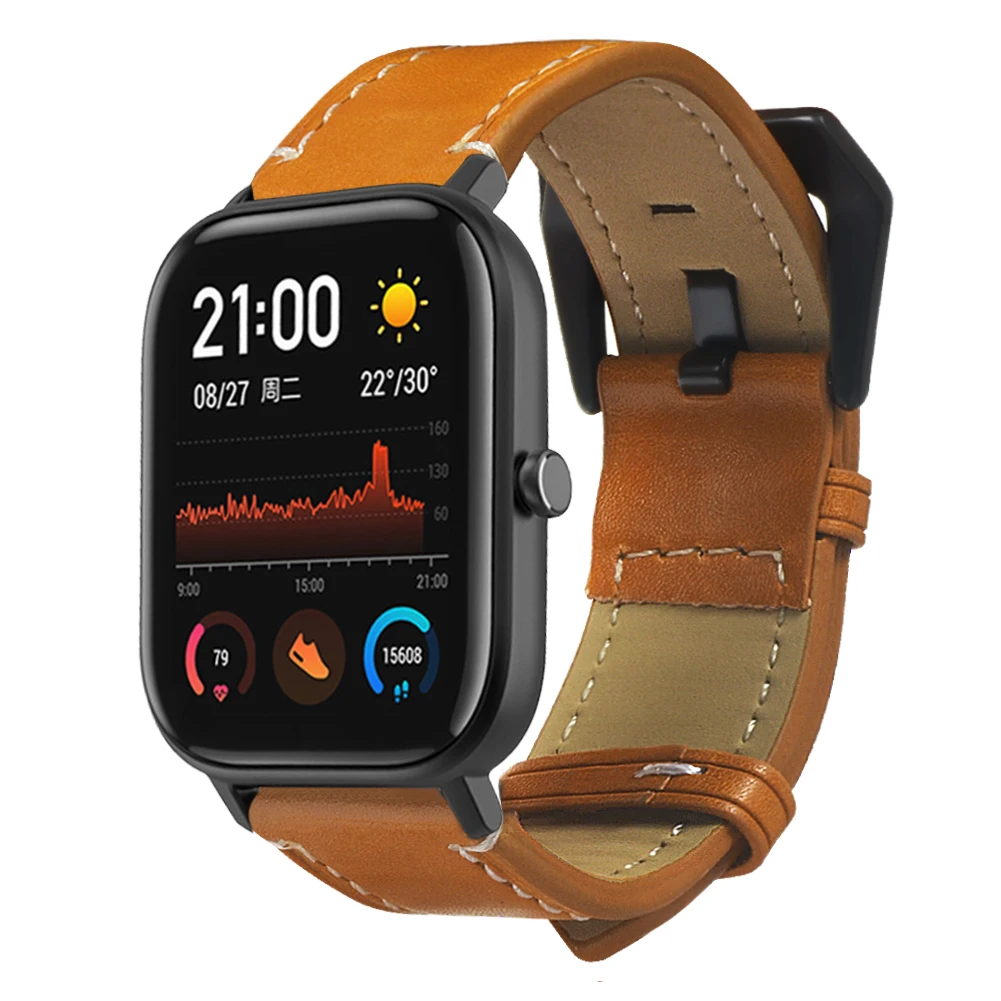 Для Amazfit GTS ремешок 20 мм модный винтажный кожаный ремешок ручной работы из натуральной кожи для браслета Amazfit GTS - Цвет: A1