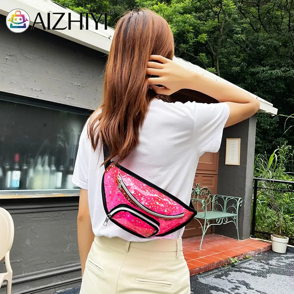 

Fashion Women Stars Printing Transparent Crossbody Messenger Chest Bag Ladies Casual Large Handbags Waist Packs