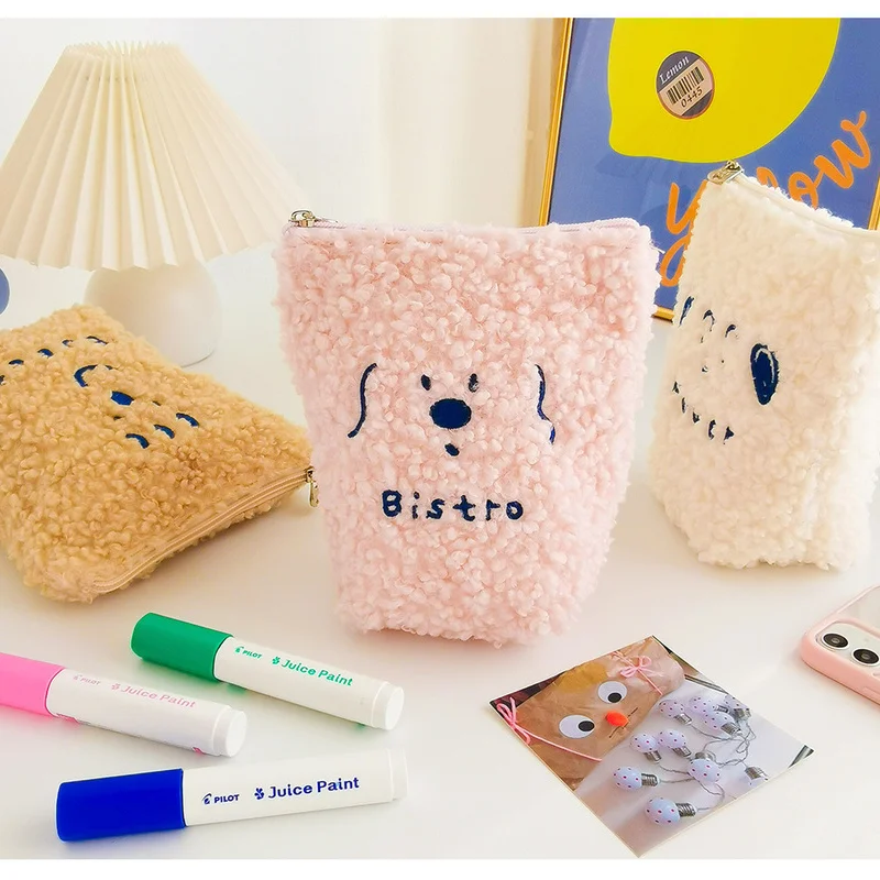 Милые Мультяшные плюшевые женские косметички дорожная трапециевидная сумка для