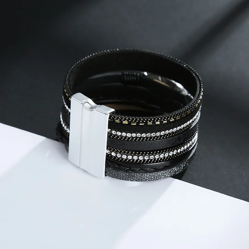 Модные Многослойные плетеные леопардовые кожаные браслеты Kirykle для женщин