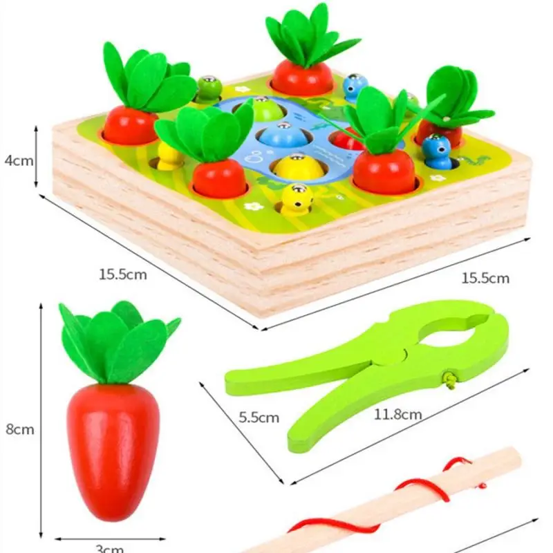 

Montessori Educational Wooden Toys For Kids Insect Catching Cognitive Fishing Early Education Child Gift Toy