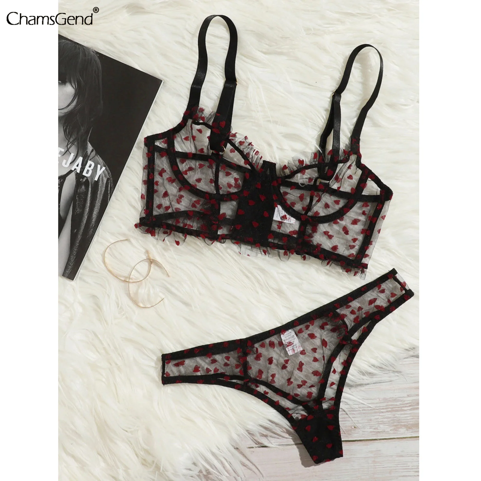 

Babydoll Women's Intimates Underwear Bra Panties Set G-string Garter Belt Sexy Lingerie Set Transparent Lace Underwear Bra Set