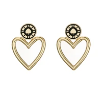 new modern women earrings wholesale aesthetic fashion black enamel gold metal hollow heart vintage earring