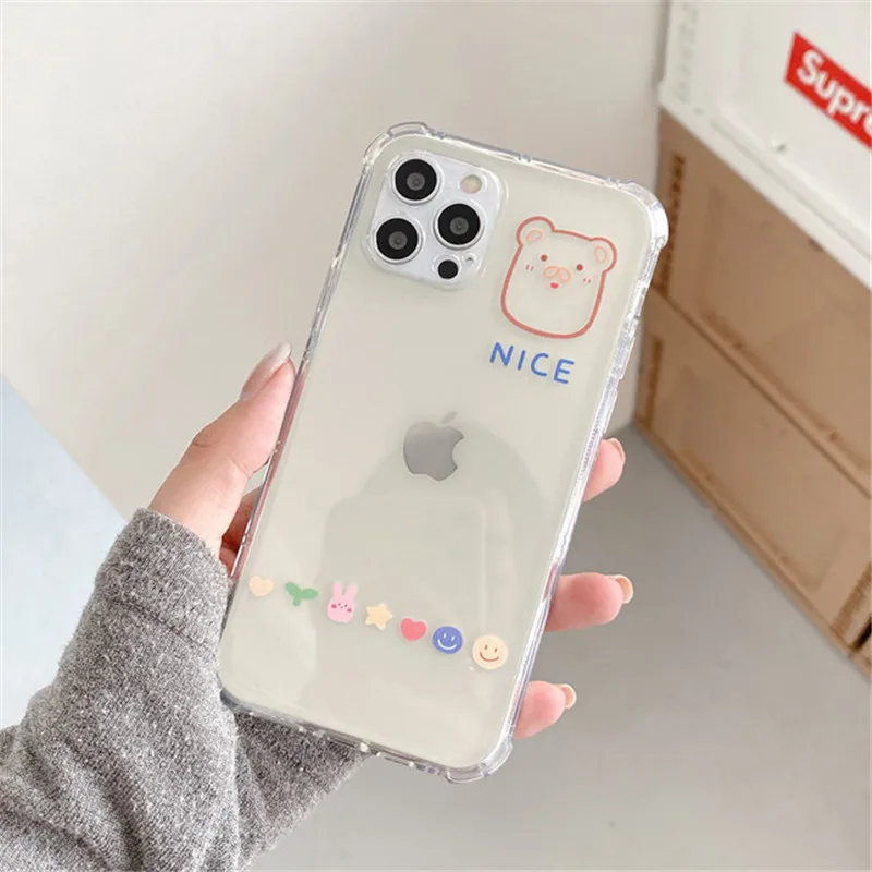 

Cartoon Little Monster Transparent TPU Soft Shell Phone Case Protective Cover For iPhone 12 MiNi 11 Pro XS Max SE2 XR X 8 7 Plus