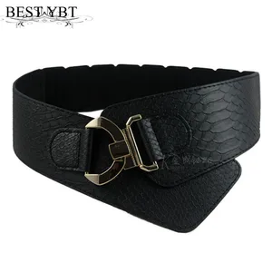 Ремень YBT Женский широкий эластичный, модный пояс в стиле ретро, с металлическими заклепками, для платьев, пальто