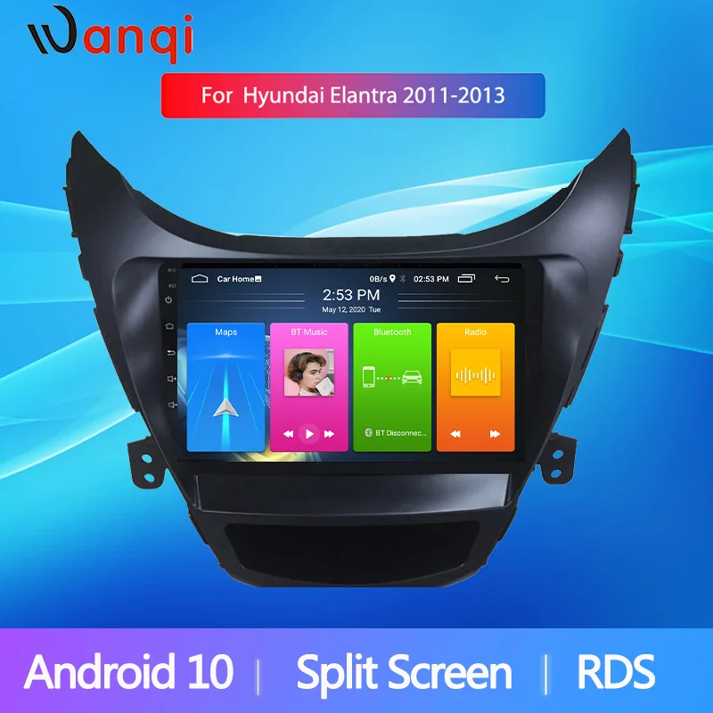 Android 10 9 дюймов автомобильное радио для Hyundai Elantra 2011 2012 2013 Avante 2014 сплит экран RDS PIP GPS