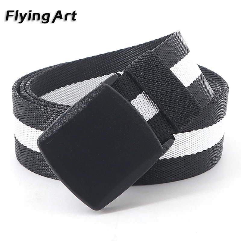 Fashion Men Belt Casual Adjustable Quick Belt Men Outdoor Travel Tactical Waist Belt with Plastic Buckle for Pants 110-160cm