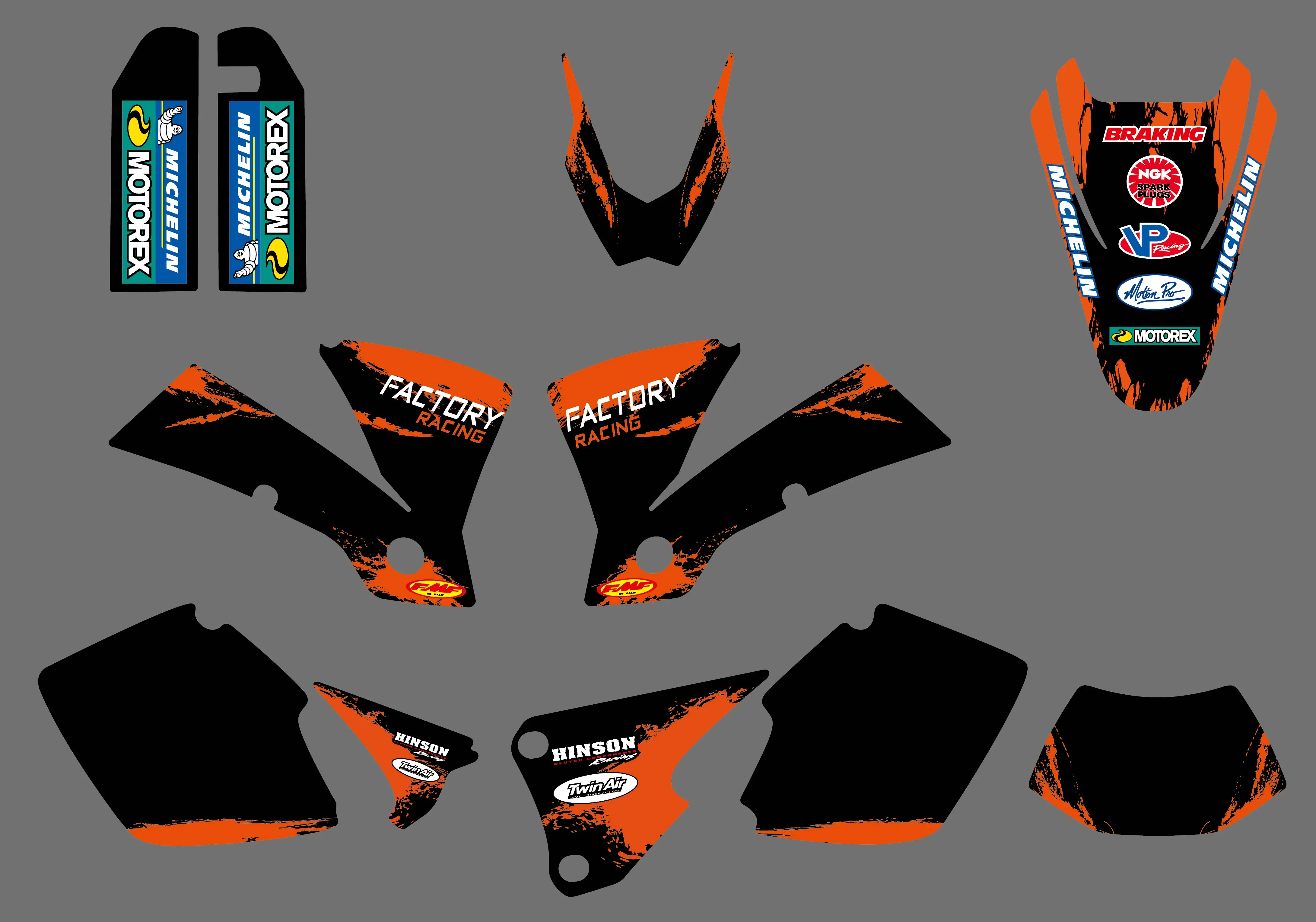 Графические и Фоновые наклейки для мотоциклетной команды KTM EXC 125 200 250 300 400 450 525