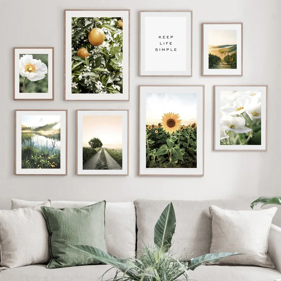 

Dandelion Sunflower Lake Wall Art Mountain Flower Canvas Painting Nordic Posters Prints Room Decor Pictures Home Decoration