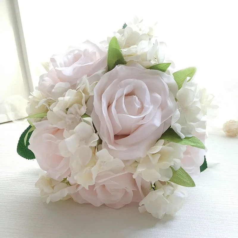 Light Pink Bouquet LKY Fr Свадебный букет цветы для свадебного букета Свадьба шелковые розы Гортензия розовый синий букет подружки невесты украшения Аксессуары - Цвет: Light Pink Bouquet