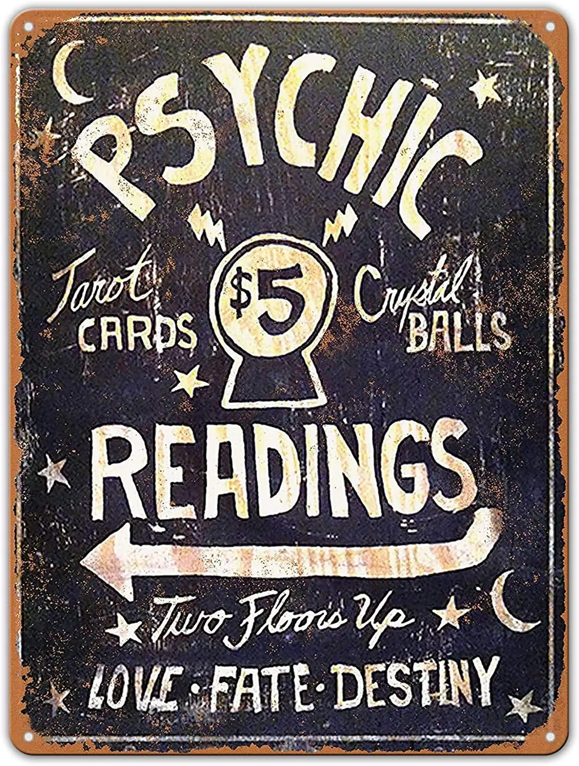 

Sarcarse металлический знак для экстрактного чтения $5 карты Таро Хрустальные шарики винтажный Настенный декор искусство 12x16 дюймов