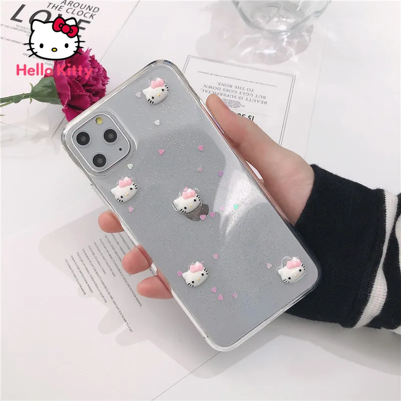 

Hello Kitty for IPhone 6S/7/8P/X/XR/XS/XSMAX/11/12Pro/12mini Cute Three-dimensional Transparent Anti-drop Phone Case
