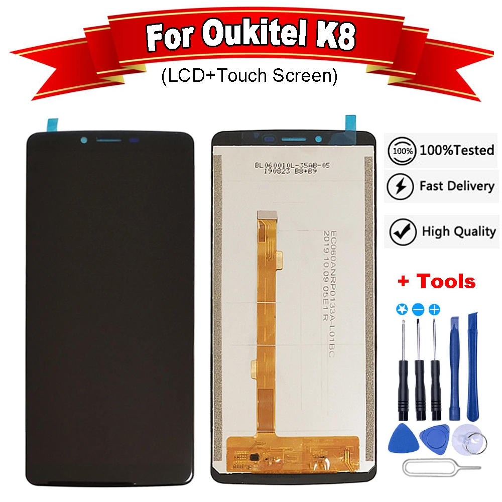 6,0 дюймов для Oukitel K8 ЖК-дисплей+ сенсорный экран протестированный ЖК-дигитайзер стеклянная панель Замена для OUKITEL K8+ Бесплатные инструменты