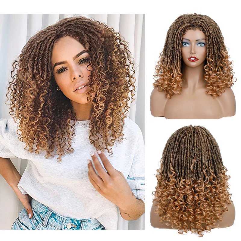 ELEHANT MUSES 16Inch Goddess Faux locs Synthetic Wigs Dread Loc Crochet Braids Soft Dreadlocs Wig Afro Hairstyle For Women