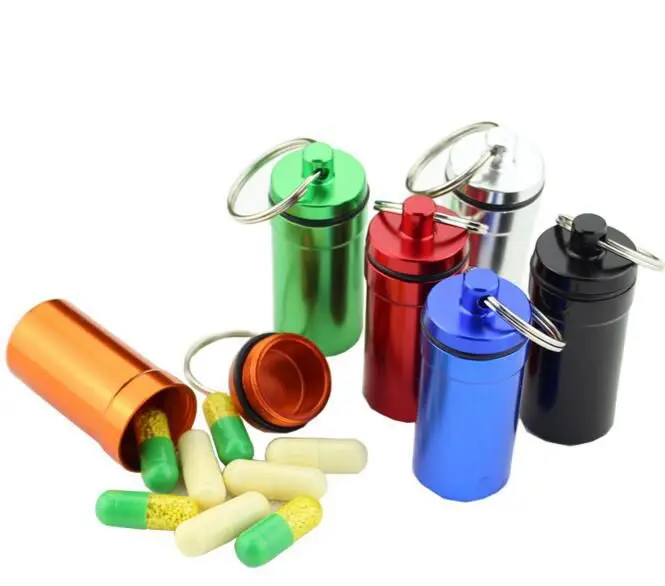 5 Шт. Кемпинг Мини Алюминий Водонепроницаемый Pill Box Хранения Уплотнения Открытый