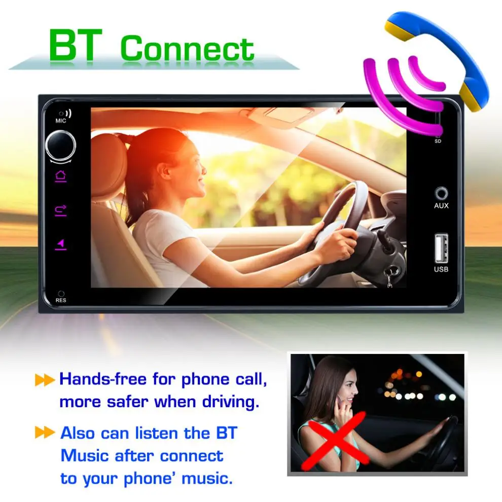 Автомобильный сенсорный экран 2 DIN 7 дюймов HD Bluetooth MP5 плеер поддержка MirrorLink /SWC
