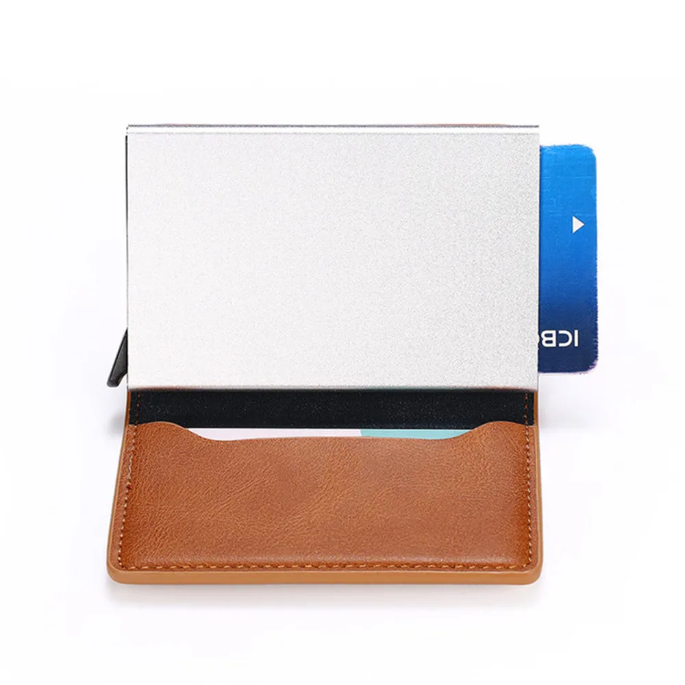 2021 credit card holder wallet men women rfid aluminium bank cardholder case vintage leather wallet with money clips free global shipping