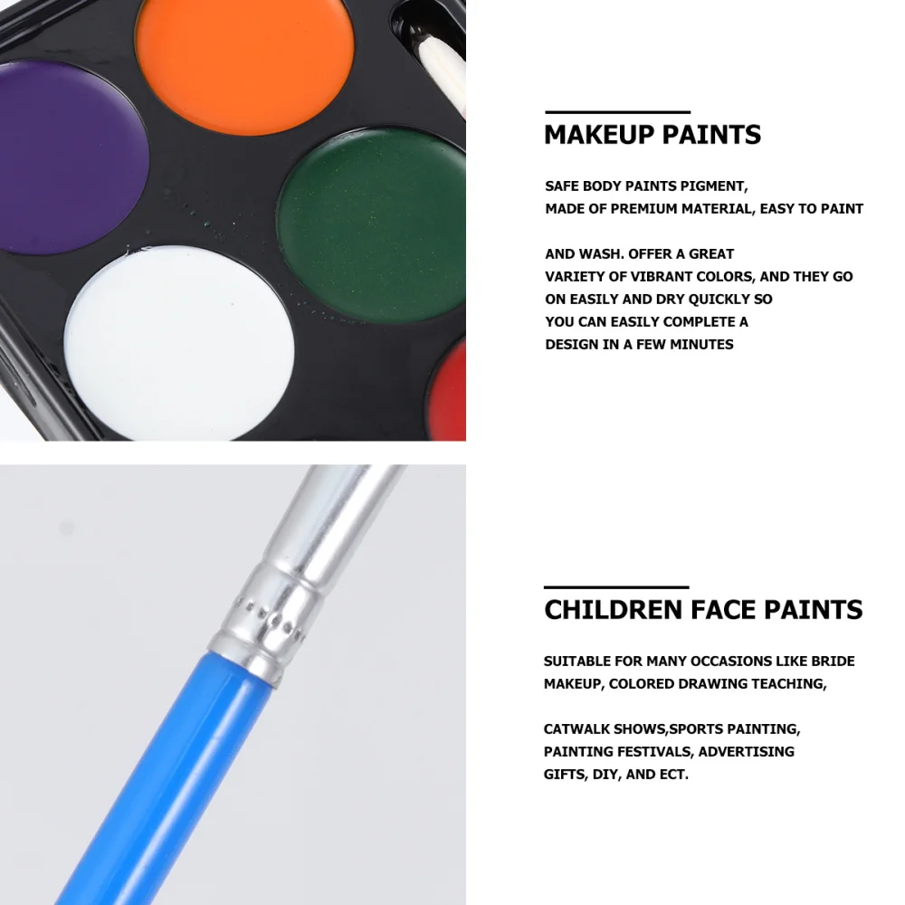 

6pcs Body Painting Pigments Set Children Face Paints with Brush (Assorted Color)