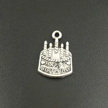 30 pcs Silver Color Tone Metal Birthday Cake Charms Pendant Diy Jewelry Findings Accessories A1244