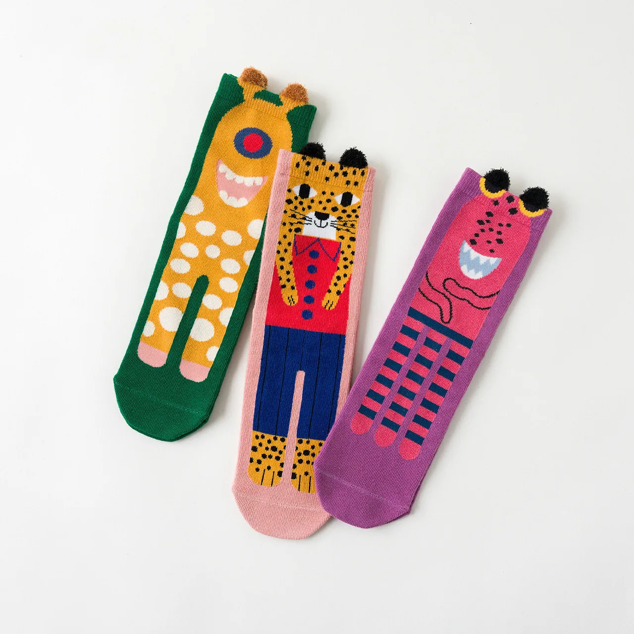 

Women's Socks 3 Pairs Cute Monsters Tube Socks Korean Creative Cartoon Personality Cotton Socks Kawaii Autumn and Winter Socks