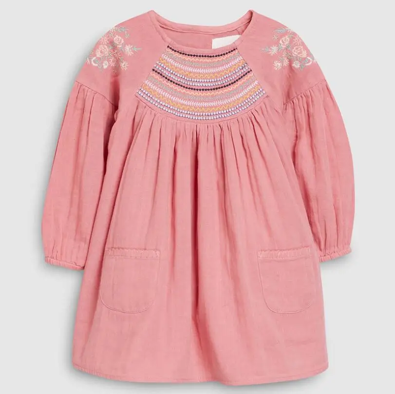 Однотонное платье с рюшами и цветочным рисунком для маленьких девочек Весенняя