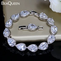 beaqueen exquisite african cz women wedding jewelry big water drop crystal cubic zircon bridal bracelet for bridesmaid b008