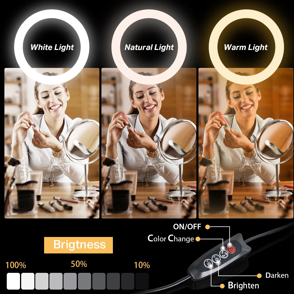 

Ring Lamp Clip Holder Selfie LED Ring Light Dimmable Photography Light USB For Youtube Live Photo Studio Video Ring Lamp Tik Tok