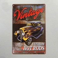 custom hot rod garage rat rods gas vintage retro wall decor metal tin sign