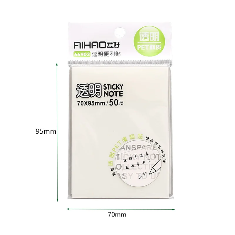 

50 Sheets Waterproof Transparent Memo Pad PET Sticky Notes Stationery Sticker To Do List Paperlaria Notepad Office School Supply