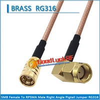 1x pcs high quality smb female to rpsma rp sma rp sma male 90 degree right angle pigtail jumper rg316 cable coaxial sma to smb