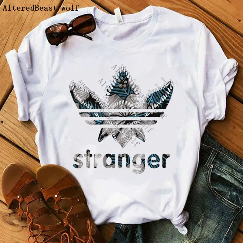 

Women Summer Stranger Things 3 vogue print Casual T-shirt Tops Lady Flowers harajuku Short Sleeve O-neck Eleven Tops Tees 2019