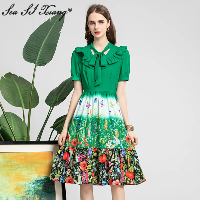 

Женское летнее платье с V-образным вырезом и коротким рукавом