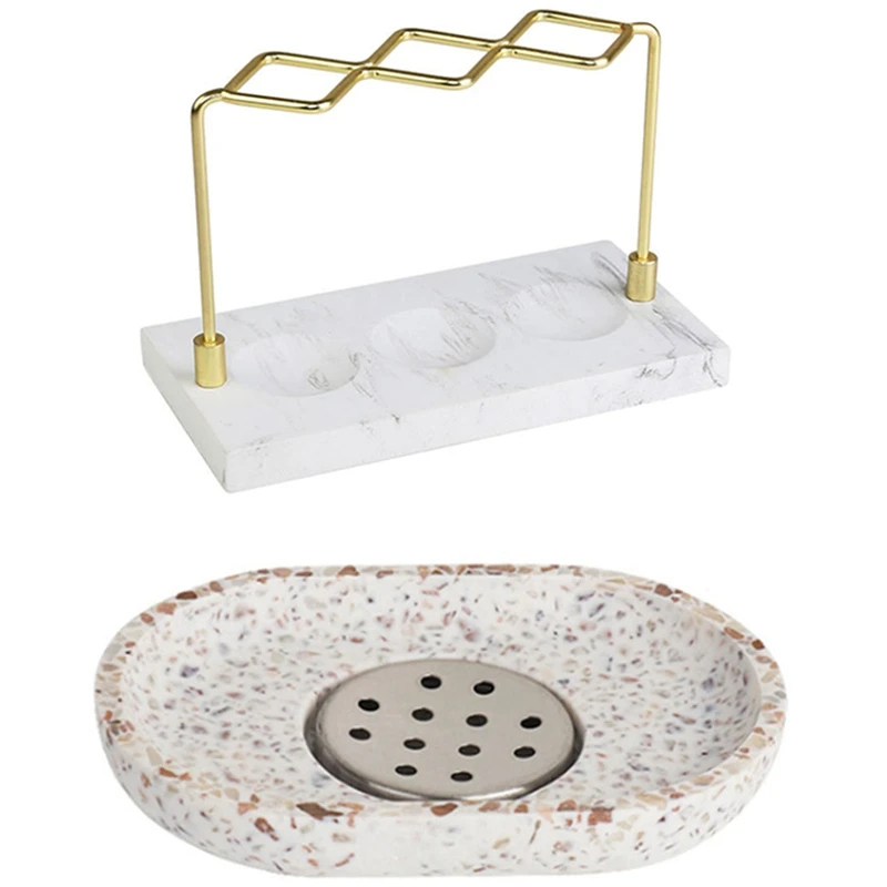 1 шт. терраццо мыльница овальная стока лоток & Мрамор узор косметические кисти