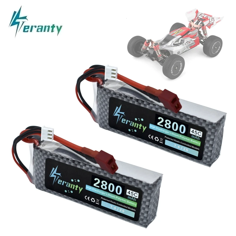 Оригинальный литий полимерный аккумулятор Wltoys 144001 2s 7 4 в 2800 мАч и зарядное