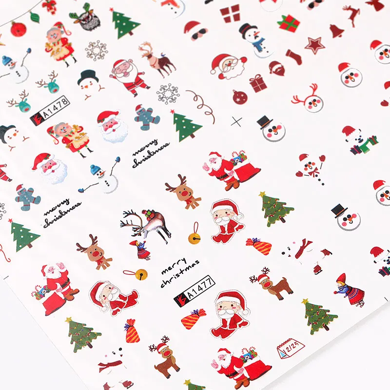

1 Set Winter New Year Design Colorful Glitter Christmas / Christmas Sticker For Nail Slider Foil Decoration Tip Filigree Decals