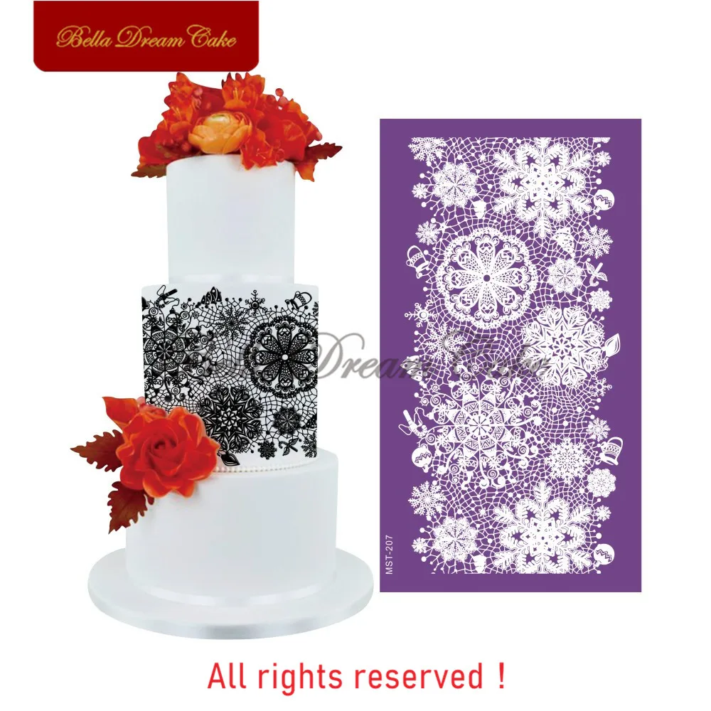 Рождественские снежинки кружева торт трафарет сетки трафареты границы Трафарет