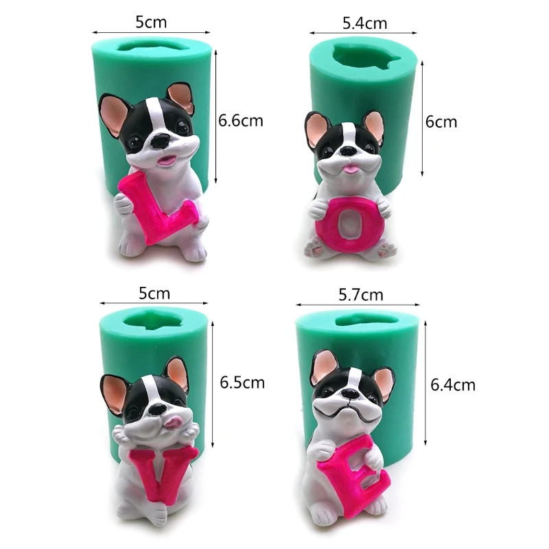 

4pcs/set 3D Dog Silicone Mold Clay Soap Epoxy Mould DIY Cake Chocolate Dessert