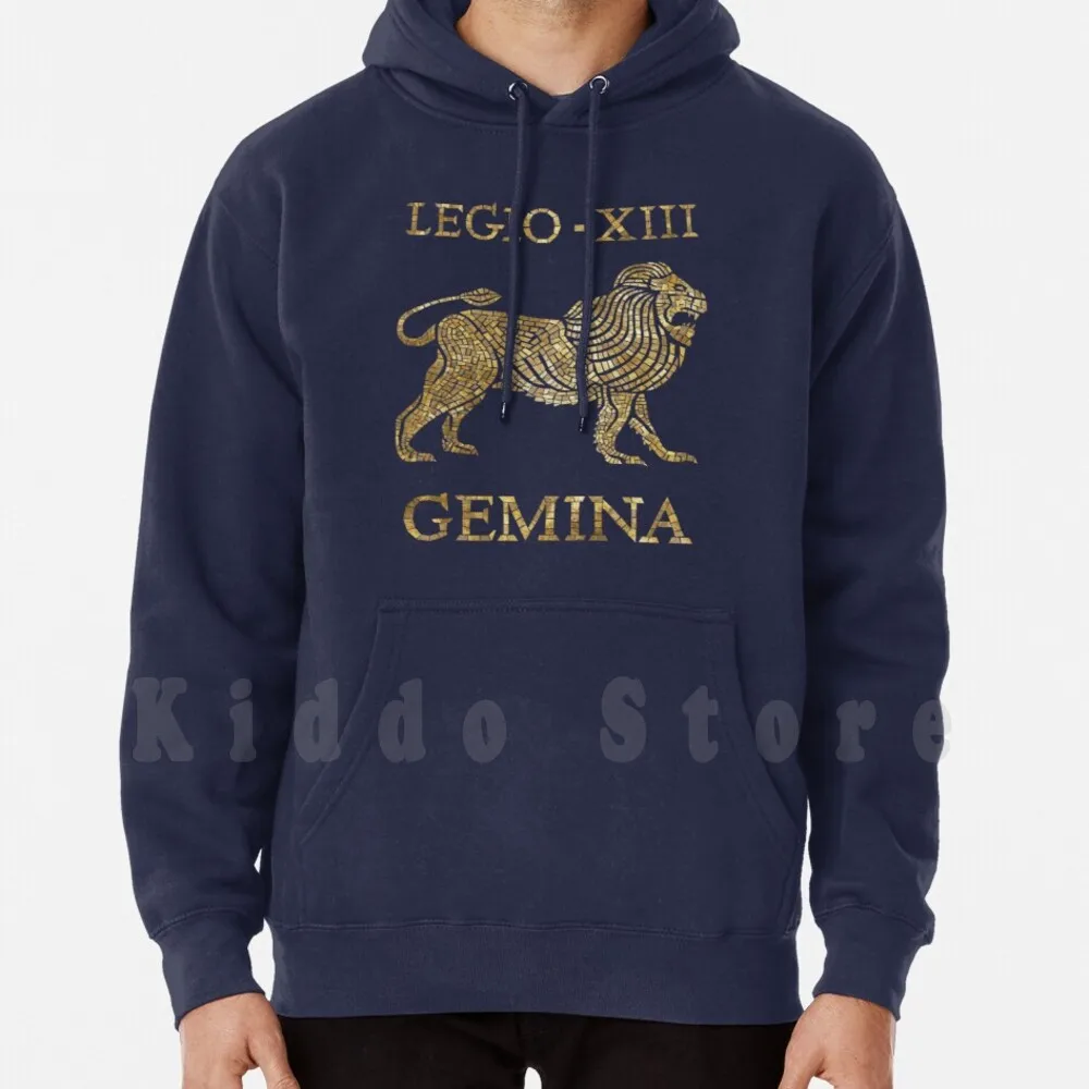 

Legio Xiii Gemina-Vintage Gold Hoodies Long Sleeve Roman Empire Legio Xiii Gemina Lion Military Mosaic Mosaico