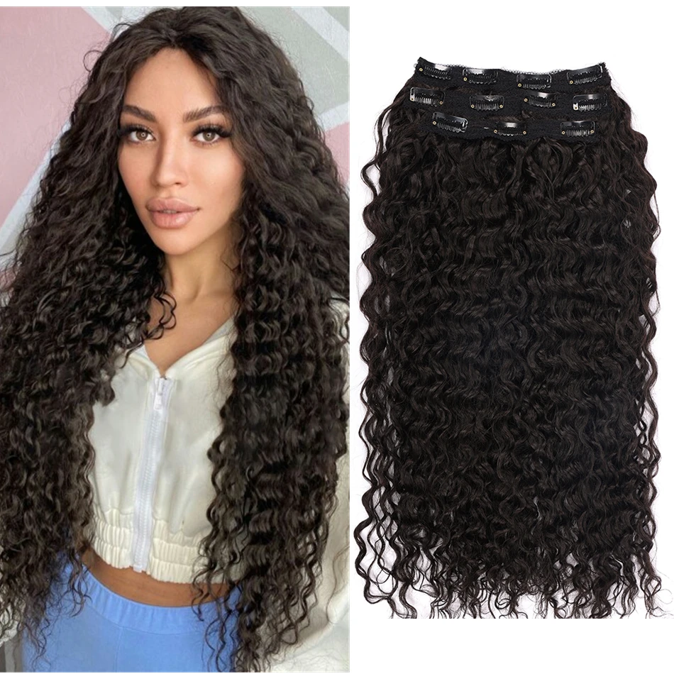 

Афро кудрявые волнистые синтетические удлинители волос на заколке, супер длинные натуральные цвета, 220 г, цвет Омбре, мягкие волосы от Fashion ...