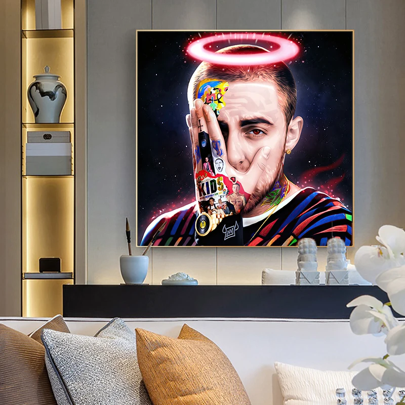 

Graffiti Portrait Painting Rapper Singer Mac Miller Cover Canvas Painting Wall Art Poster And Prints Bedroom Home Decor Picture