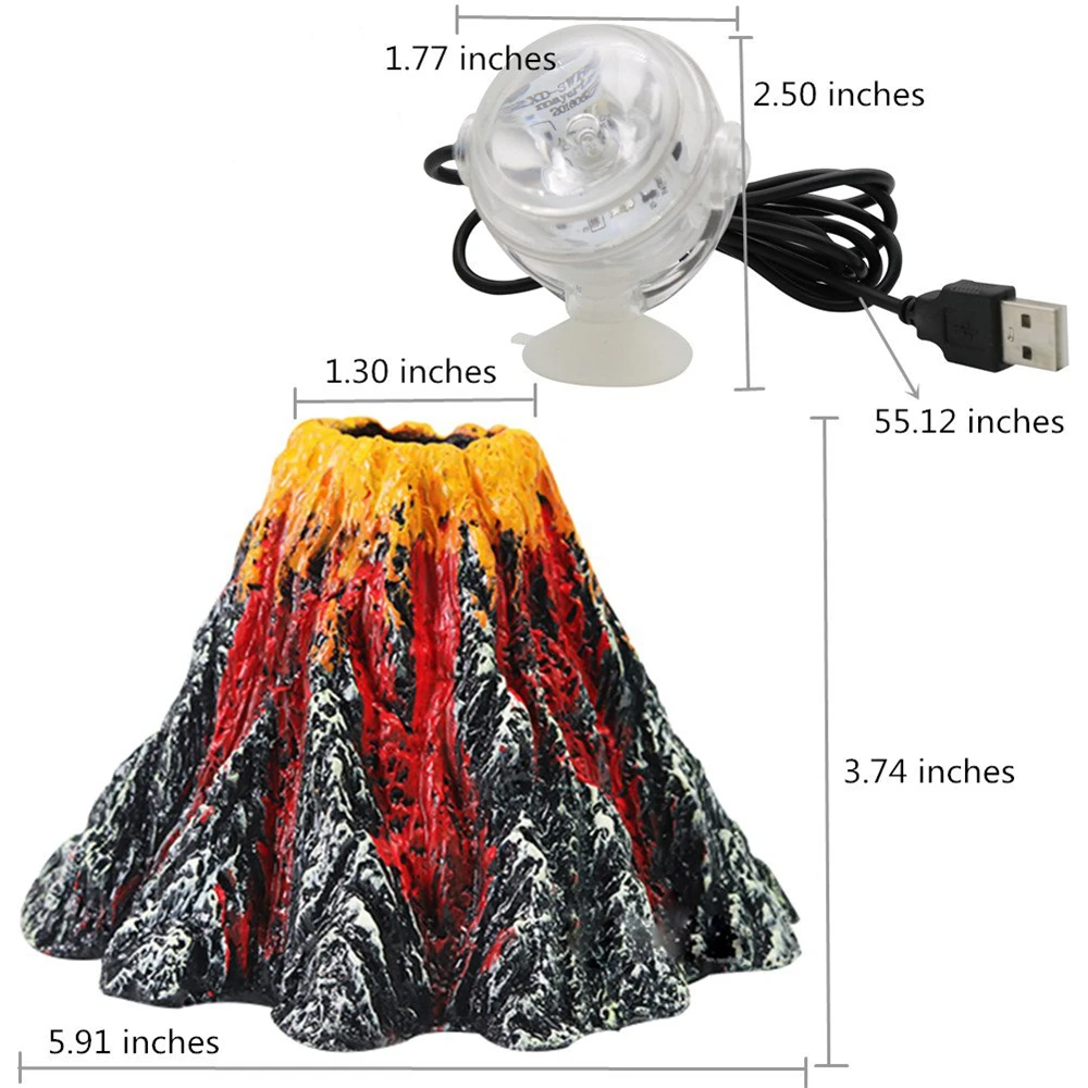 Вулкан для аквариума набор украшений Красочный Светодиодный прожектор
