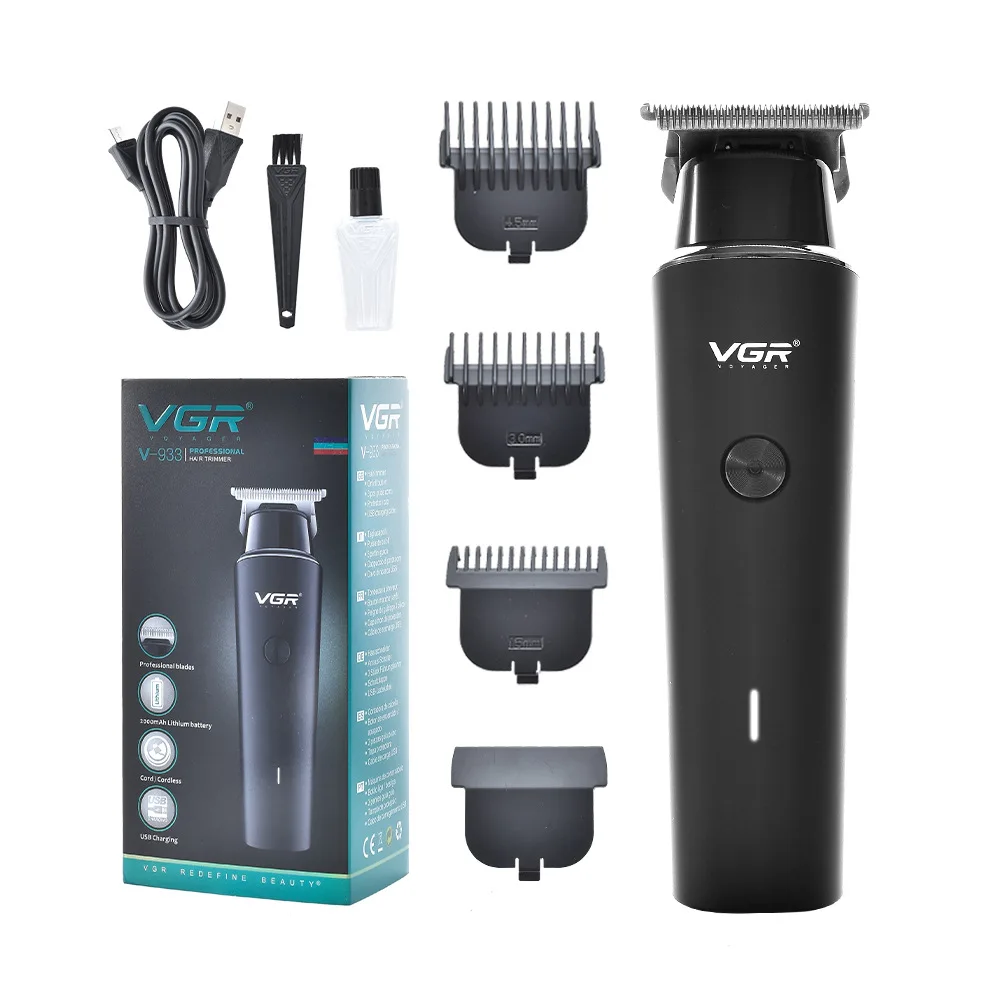 

VGR hair trimmer v933 USB rechargeable hair clipper barber oil head clipper white engraving haircut machine beard trimmer 8W