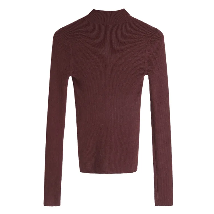 Тонкий свитер в рубчик с чокером женские трикотажные топы вырезами | Женская