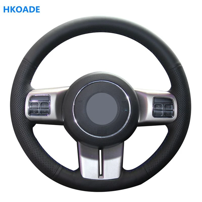 Ручная работа черный чехол на руль из натуральной кожи для Jeep Compass Cherokee (Grand Cherokee)