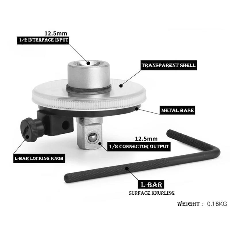 

1/2" Drive Torque Angle Gauge Wrench Professional Adjustable Auto Garage Measure Tool Set Hand Tools 360 Degree Rotation