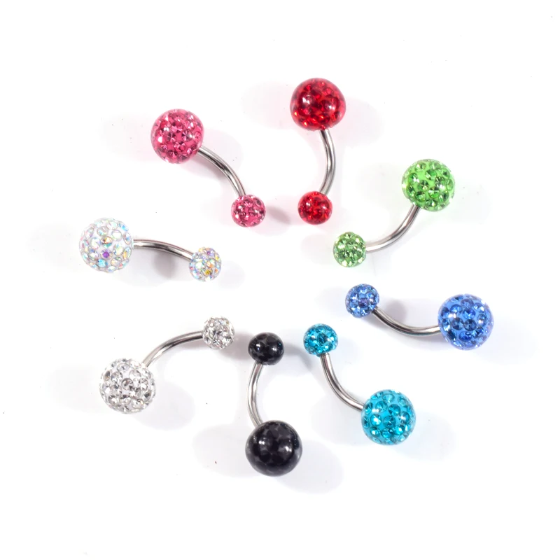 1 шт. хирургическая сталь или акрил 14 г кольца для пупка Хрустальный пирсинг не