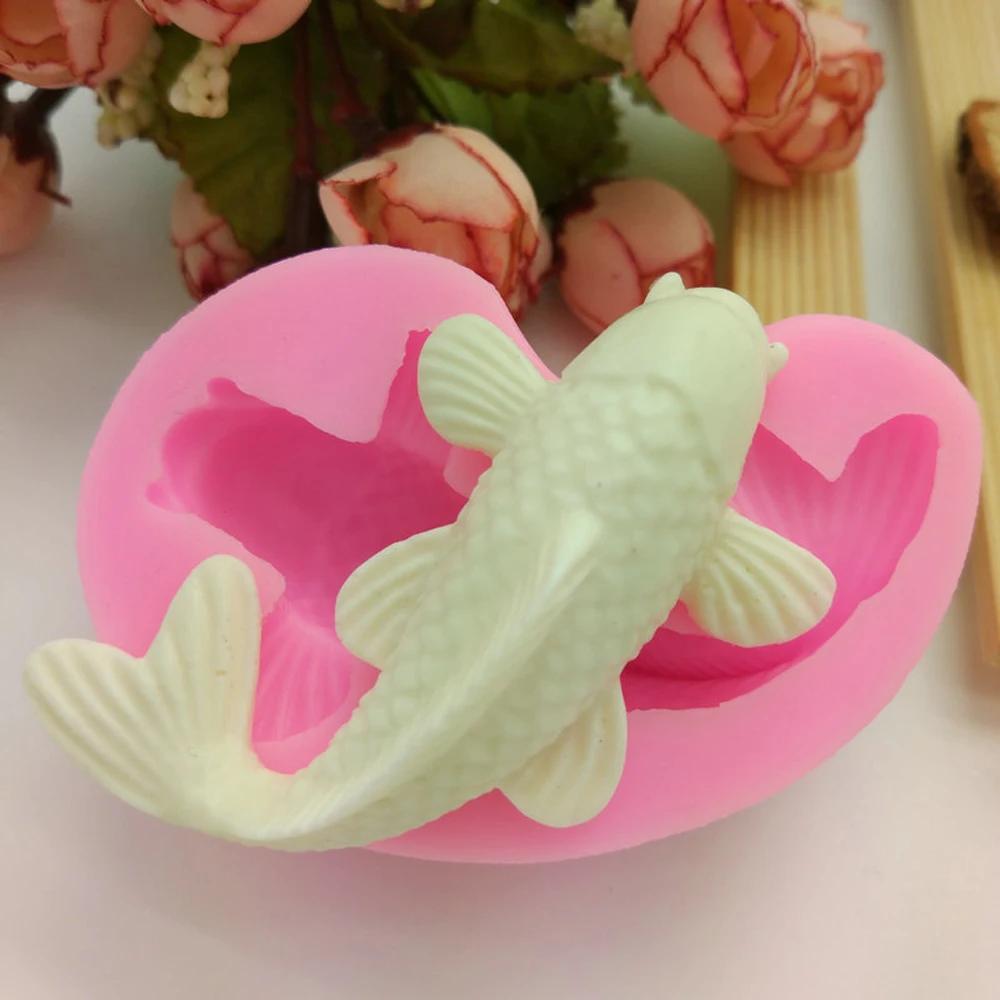 3D рыбы Форма DIY силиконовая форма для выпечки прессформы Карп Fondant (сахарная)