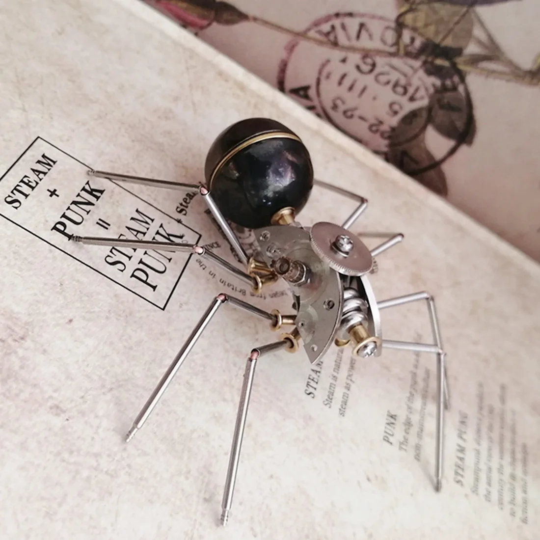 

3D Metal Mechanical Insects Model Handmade Crafts - (Black Goldden Sliver) Little Spider